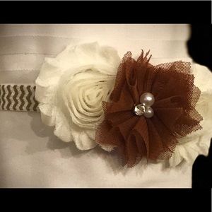 Custom Cream, Gold and Brown Headband